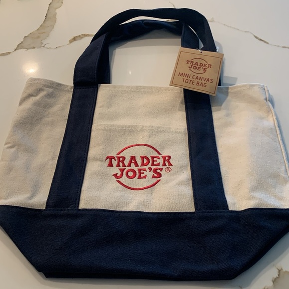 Trader Joes Mini Tote Blue NWT - Picture 2 of 2